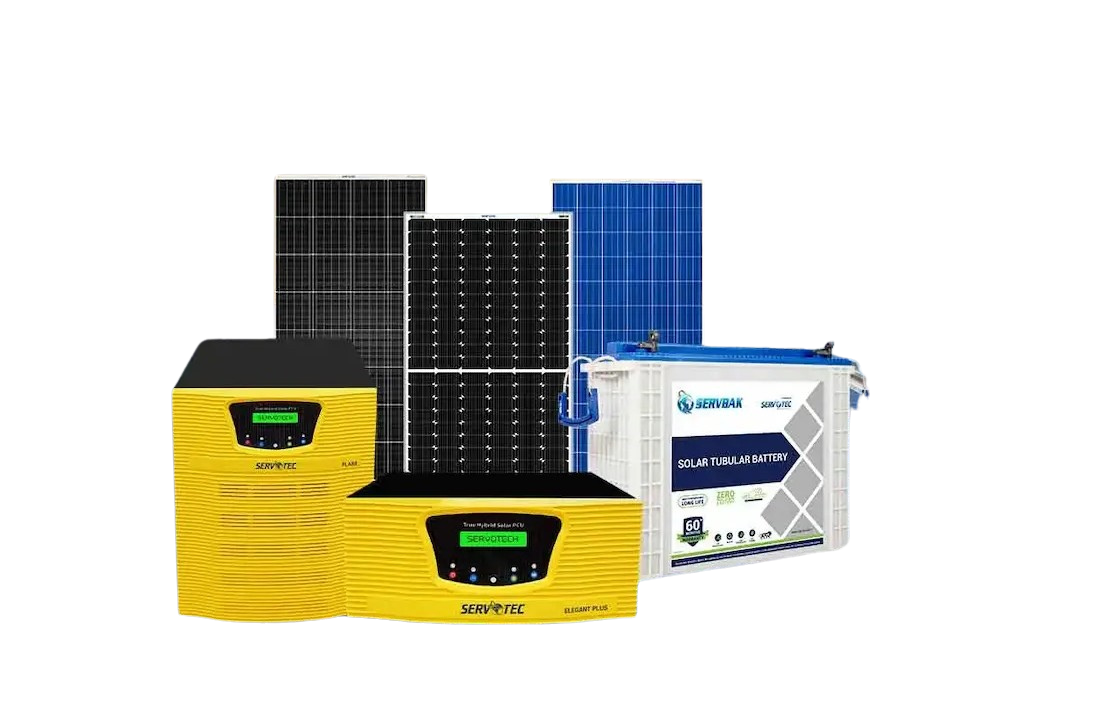 Solar panels inverter and battery
