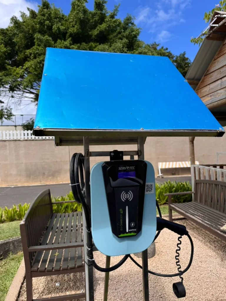 Electric vehicle charging station installed by Enovra Energy Solutions Ltd in Mauritius
