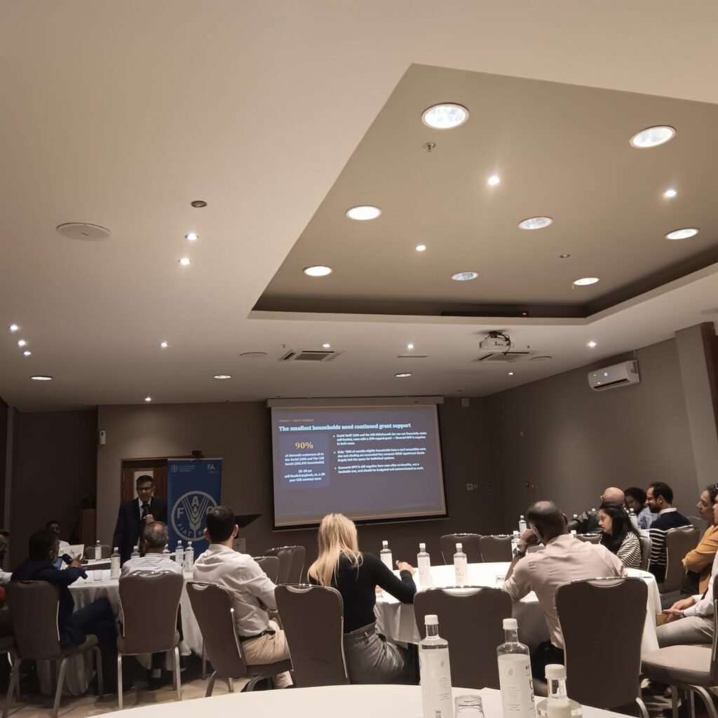 Stakeholders discussing the renewable energy feasibility study and solar energy adoption in Mauritius